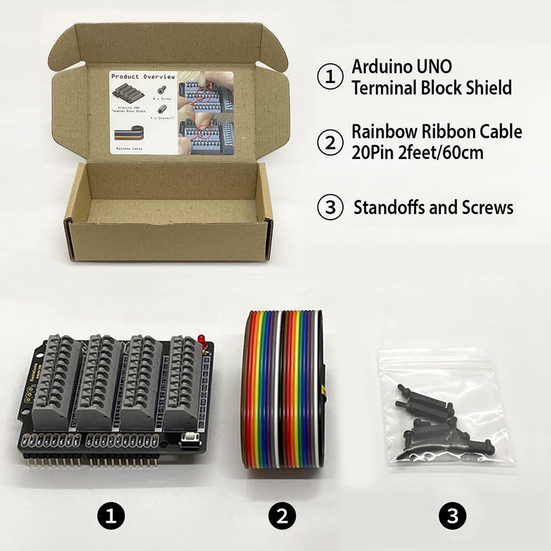 ElectroCookie Uno Terminal Block Shield Kit, Compatible for Arduino Uno R3, Push-in Simple Spring Connector Expansion PCB Module