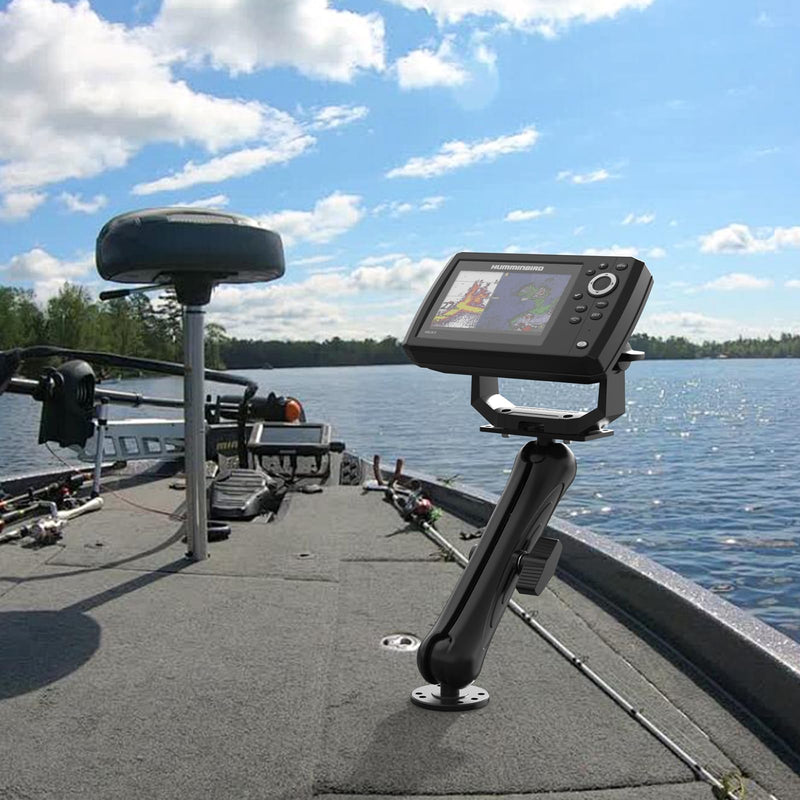Aluminum Alloy Fish Finder Mount with 1.5"/ C Size Ball Compatible with Humminbird Helix 5/7 Series,9.3" Long Arm Marine Electronic Depth Mount for Boat/Kayak/Fishing Mounting Plate Accessories