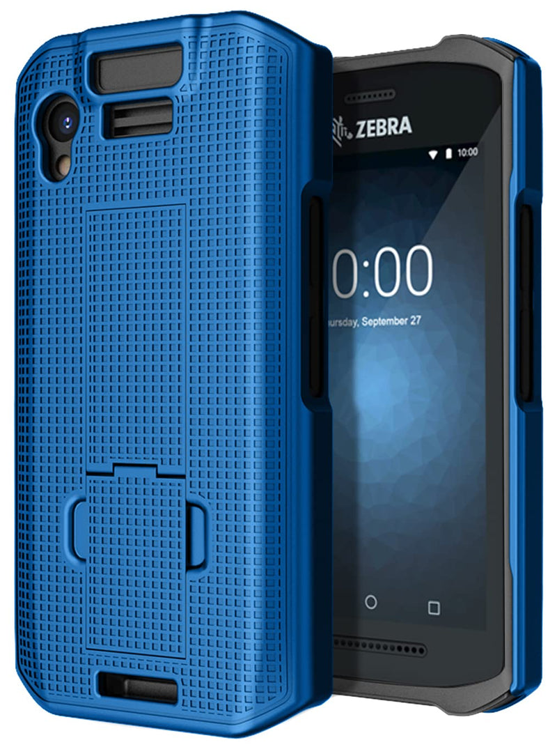 [AUSTRALIA] - Case with Clip for Zebra TC21 TC26 Mobile Computer Scanner, Nakedcellphone Slim Hard Shell Cover with Kickstand and [Rotating/Ratchet] Belt Hip Holster Combo - Cobalt Blue 