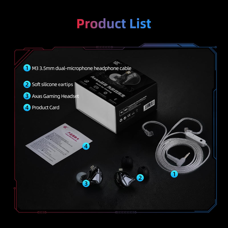 KZ Axas in Ear Monitor | Noise Isolating Gaming IEMs with Mic, Low-Distortion Audio, FPS Co-Tuned, Detachable Cable Ear Buds(White 3.5mm with MIC) White 3.5 mm with Mic