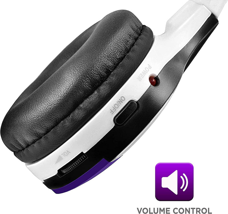 IR630PR Universal IR Wireless Foldable Headphones - Purple Wireless Bluetooth-Enabled Lightweight Portable for iPhone, Car, Kids Wireless Headphones for Universal Car Entertainment System