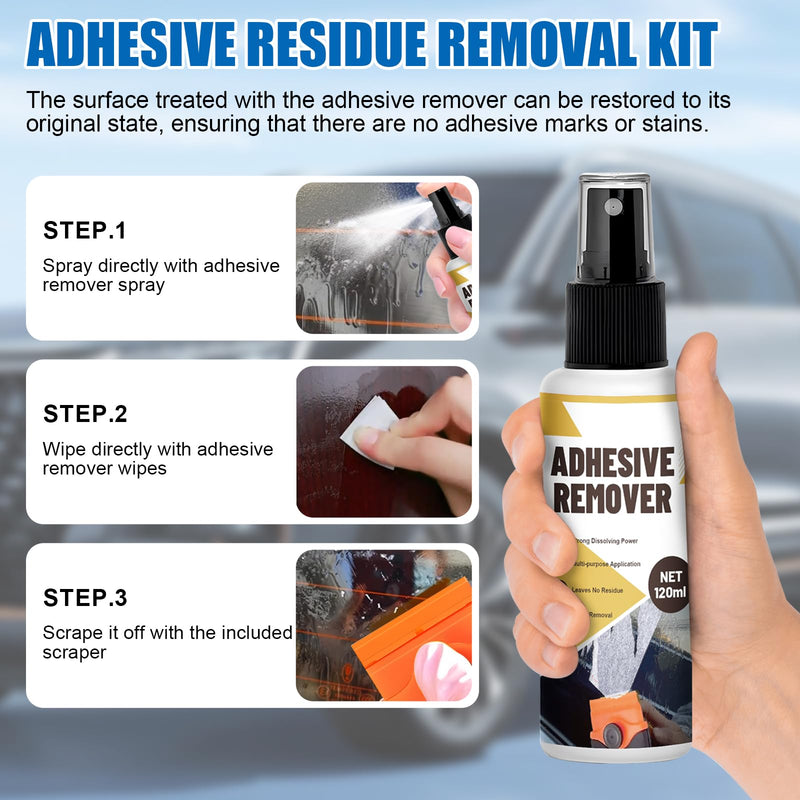 WEILAOK Adhesive Remover, Super Glue Remover, Label Remover, Quick Dissolve, Glue Remover Quickly Removes Stubborn Labels, Adhesive Residue -120 ml + Adhesive Removal Wipes x 36