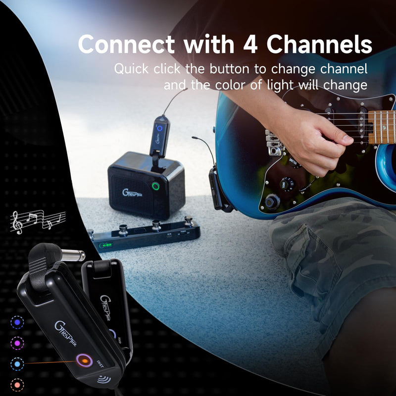 [AUSTRALIA] - MOOER GWU4 UHF Wireless System Transmiter Reciever, 4 Channels Rechargeble for Electric Guitar, Instrument, Bass, Amp black 