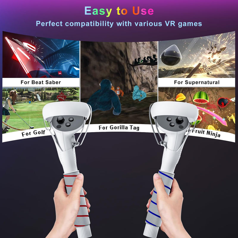 Saqico 5000mAh Head Strap Battery Pack and 2 in 1 Long Arms & Handle Attachments Compatible with Oculus Quest 2 & Hand Controllers