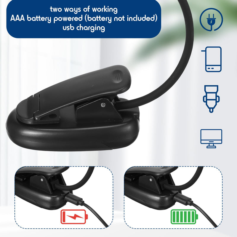 4 Pcs Music Stand Light 18 LED Piano Light Clip on Piano Lamp Adjustable Reading Light USB and AAA Battery(Not Included)/ Rechargeable Operated, 4 Color Temperature Optional (Battery)