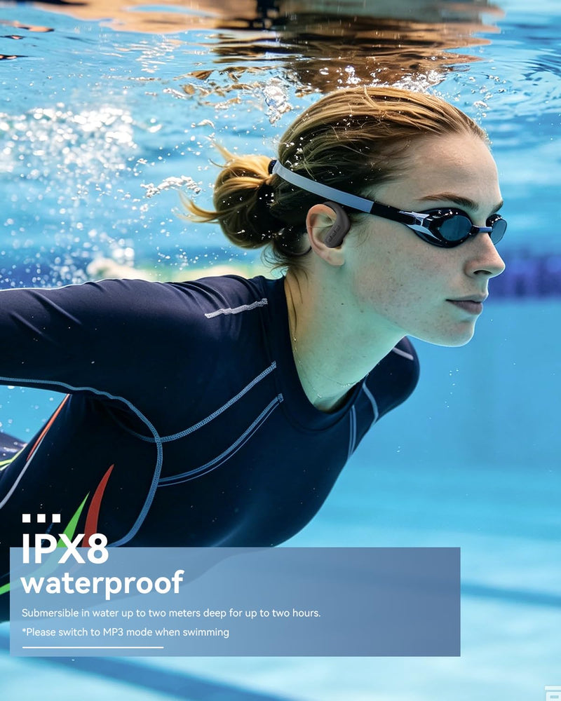 SANOTO Swimming Headphones, in Ear Bone Conduction Headphones Bluetooth 5.4, IPX8 Waterproof Earbuds Sport, 8G MP3 Player Swimming Earphones, Underwater Headphones for Swim, Run, Surf, Cycle Black