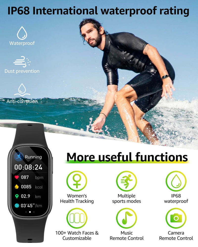 Fitness Tracker with Step Counter/Calories, Activity Health Tracker with Blood Pressure Heart Rate Monitor, Sleep Tracker, 137+ Sport Modes, Pedometer SmartWatch, Gift for Women Men Midnight