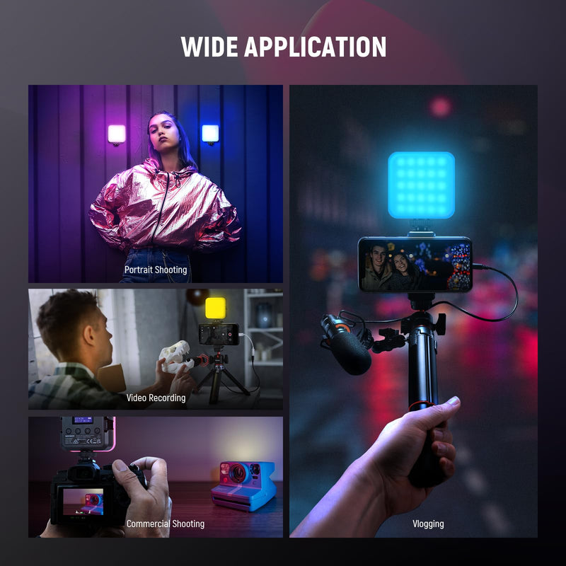 [AUSTRALIA] - NEEWER RGB62 Magnetic RGB Video Light with Upgraded APP Control, 360° Full Color LED Camera Light with 3 Cold Shoes CRI97+ 2500K-8500K 17 Scenes 2000mAh Rechargeable Portable Photography Lighting camera light with app control 