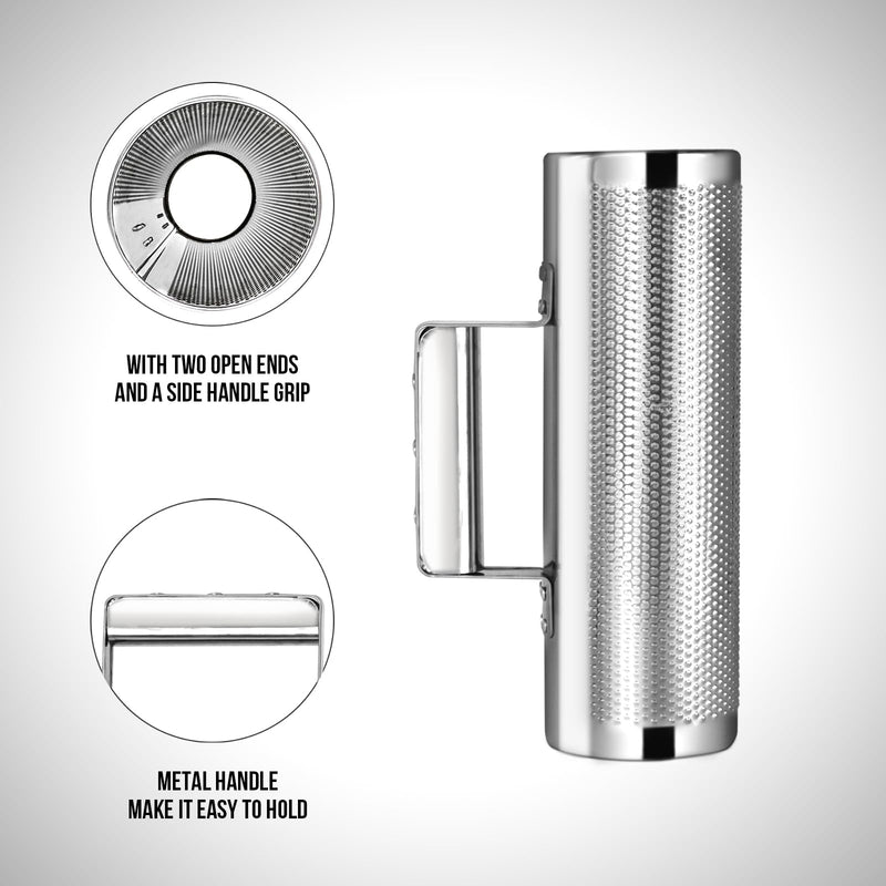 Soulmate Guiro Instrument 8" 3" Professional Metal Stainless Steel Guiro Percussion Shaker with Scraper, Band Accompaniment Sand Hammer Guiro Latin Instruments for Live Performance 3''x8''