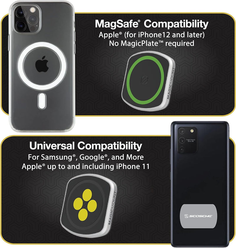 Scosche MagicMount Pro2 Magnetic Car Cell Phone Holder with AMPS Mounting Plate for Scosche/ProClip Vehicle Specific Mount Bases, Phone Stand Compatible with MagSafe, iPhone, Samsung