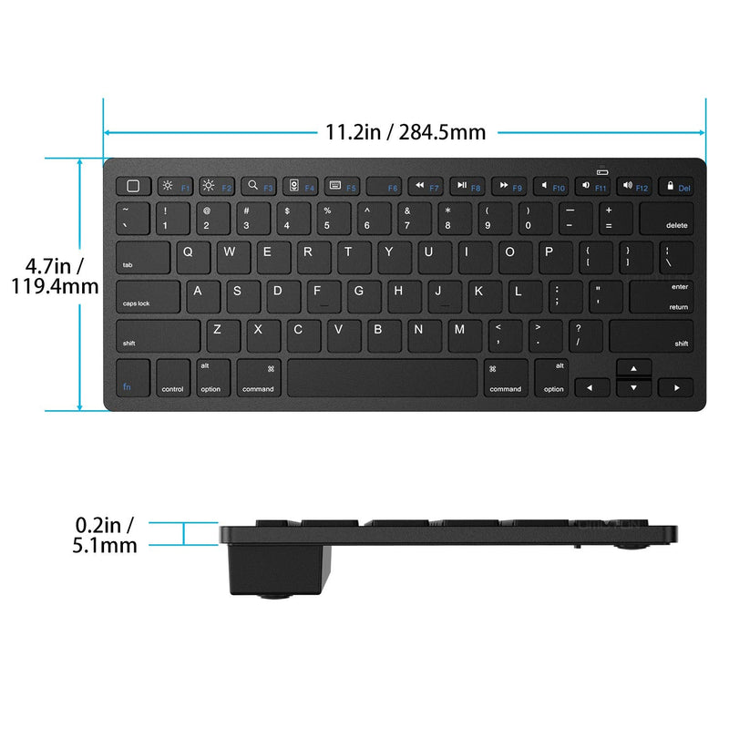 OMOTON Ultra-Slim Bluetooth Keyboard Compatible with iPad 10.2(8th/ 7th Generation)/ 9.7, iPad Air 4th Generation, iPad Pro 11/12.9, iPad Mini, and More Bluetooth Enabled Devices, Black