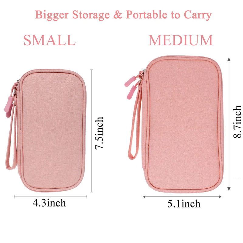 DDgro Electronics Organizer for Woman Travel Hard Drive Cables Cords Powerbank Packing Case Tech Accessories Pouch (Small, Pink) Small