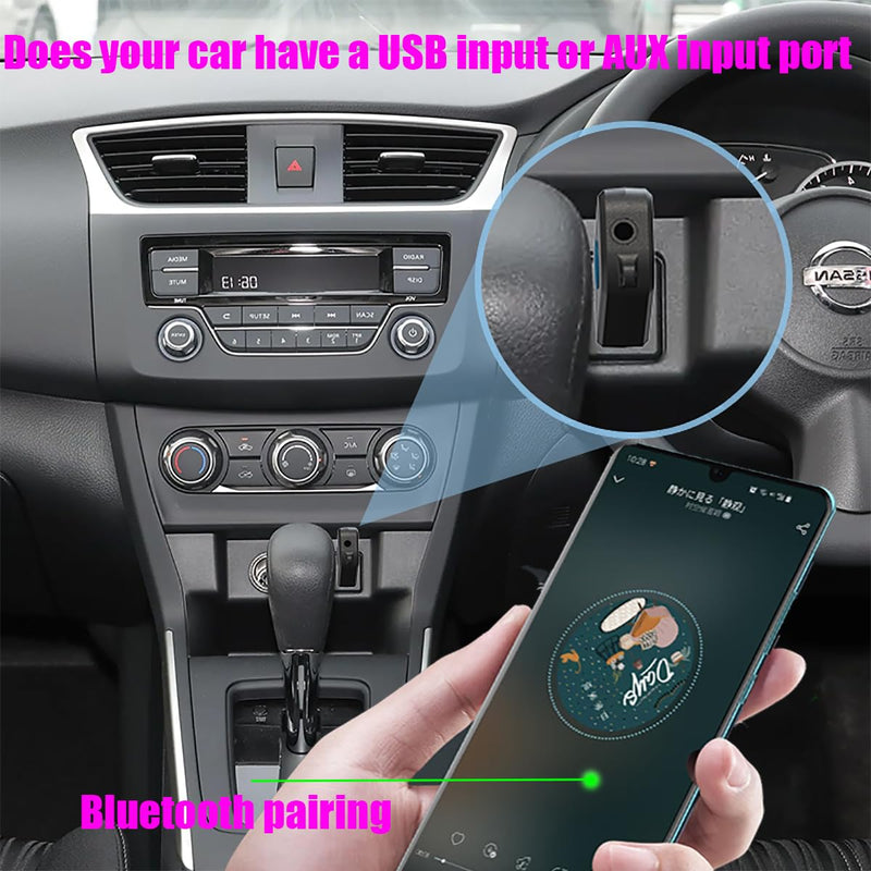 USB Bluetooth Receiver, Bluetooth 5.3 Wireless Audio Adapter 3.5mm Car Kit Music Receiver for Home/Car Stereo Sound System, Portable Speskers, (Aux in) with 3.5mm Cable (H222).