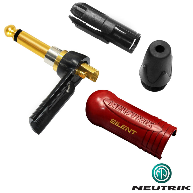 6 Foot - WBC-PRO-Guitar – 20 AWG - Low-Cap (18pF/ft) – Pro-Grade – Graphite-Based - Dual-Shielded Guitar Bass Instrument Cable w/Neutrik Straight - Angled (SilentPLUG) ¼ Inch (6.35mm) Gold TS Plugs