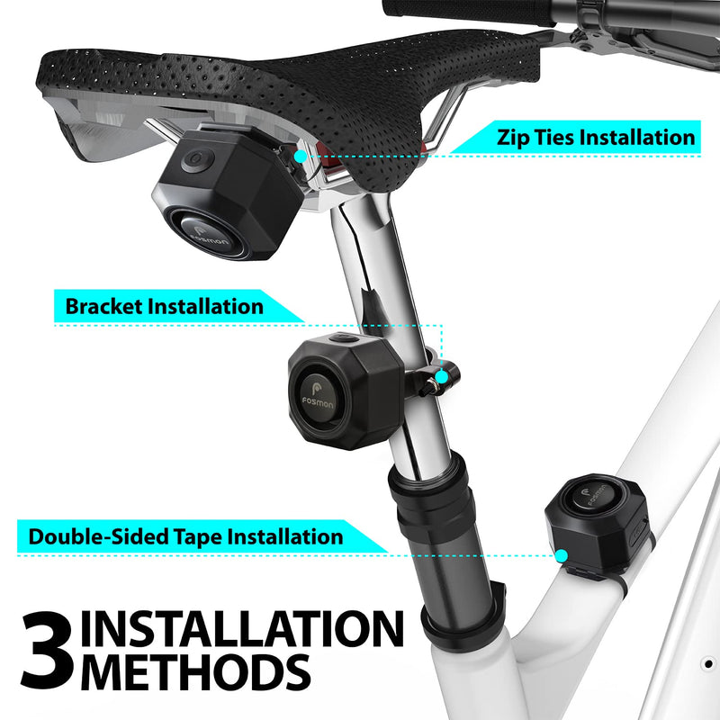 Fosmon USB-C Rechargeable Bike Alarm with Remote, IP55 Waterproof Wireless 110dB Loud Anti-Theft Vibration Motion Sensor Vehicle Tracker Alarm Security System for Bicycle, E-Bike, Motorcycle, Scooter 1 Pack - 110dB IP55