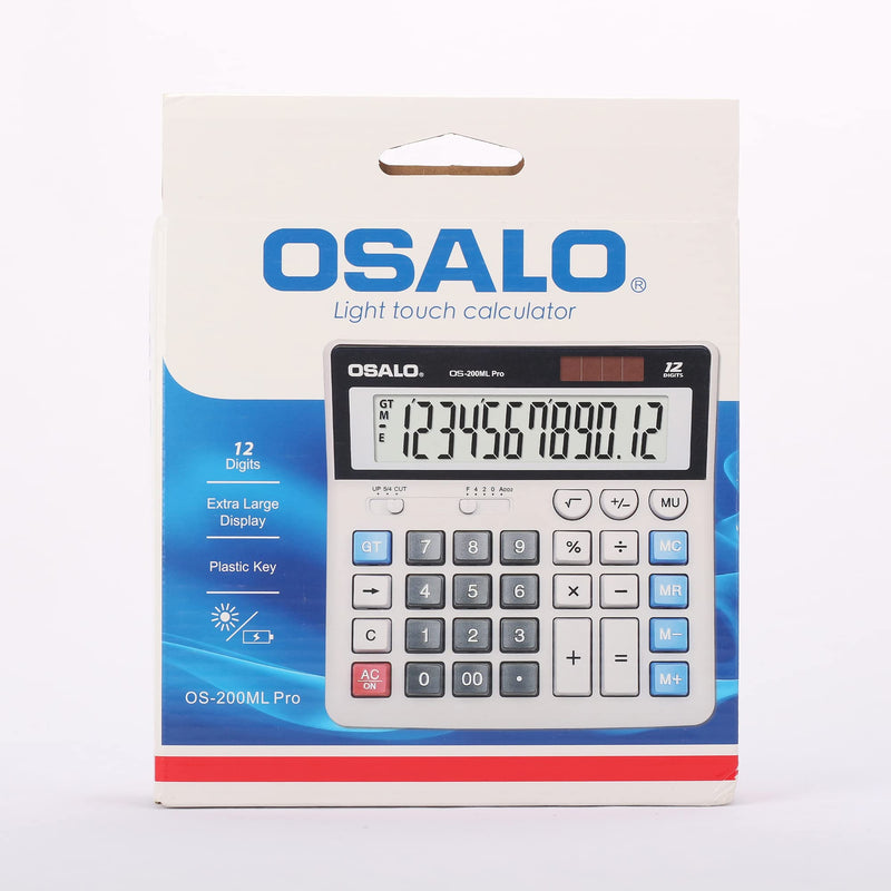 OSALO Desktop Calculator Extra Large Display 12 Digits Big Buttons Solar Accounting Calculator for Office (OS-200ML) OS-200ML Pro