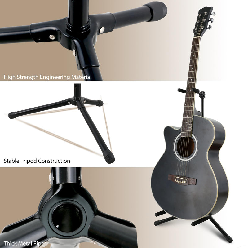 EASTROCK Guitar Stand - Guitar Stands Floor Adjustable Folding Guitar Stand for Acoustic Electric Bass Guitar Banjo Mandolin, Black Tripod with Foam Padding & Non-Slip Feet (1PACK) 1PACK