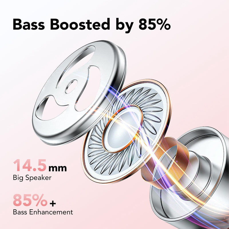 TRON Wireless Earbuds Bluetooth Headphones, Sport Earbuds with Stereo Deep Bass, Over-Ear Hooks, ENC Noise-Cancelling Mic, Waterproof Earphones for Workout/Running – Pink TR59 TRON Wireless Earbuds Pink TR59
