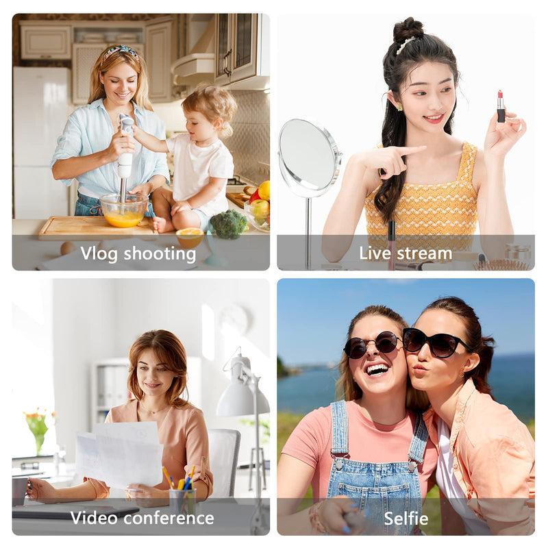 Mini Smartphone Vlog Kit with LED Video Light, Cardioid Microphone, Extendable Phone Clip, Adjustable Brightness Tripod for Live Streaming, Vlogging, Video Conferencing & Selfies