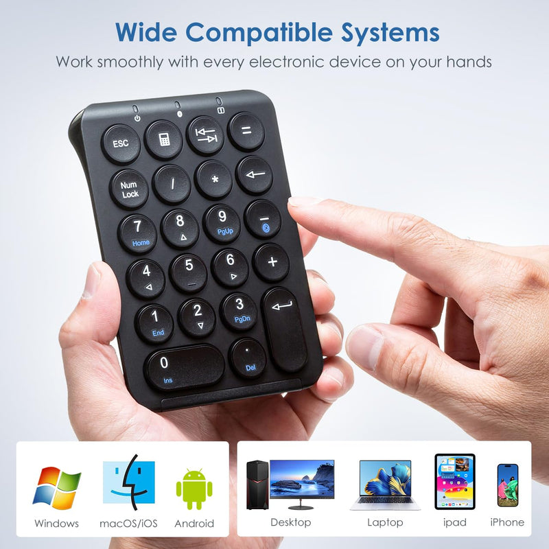 SANWA TB128V Wired Trackball Mouse + Bluetooth Numeric Keypad Set, Silent Click Roller Ball Mice, Wireless Portable & Slim Ten Key Number Pad, Compatible with Mac, Laptop, PC, Windows, Computer