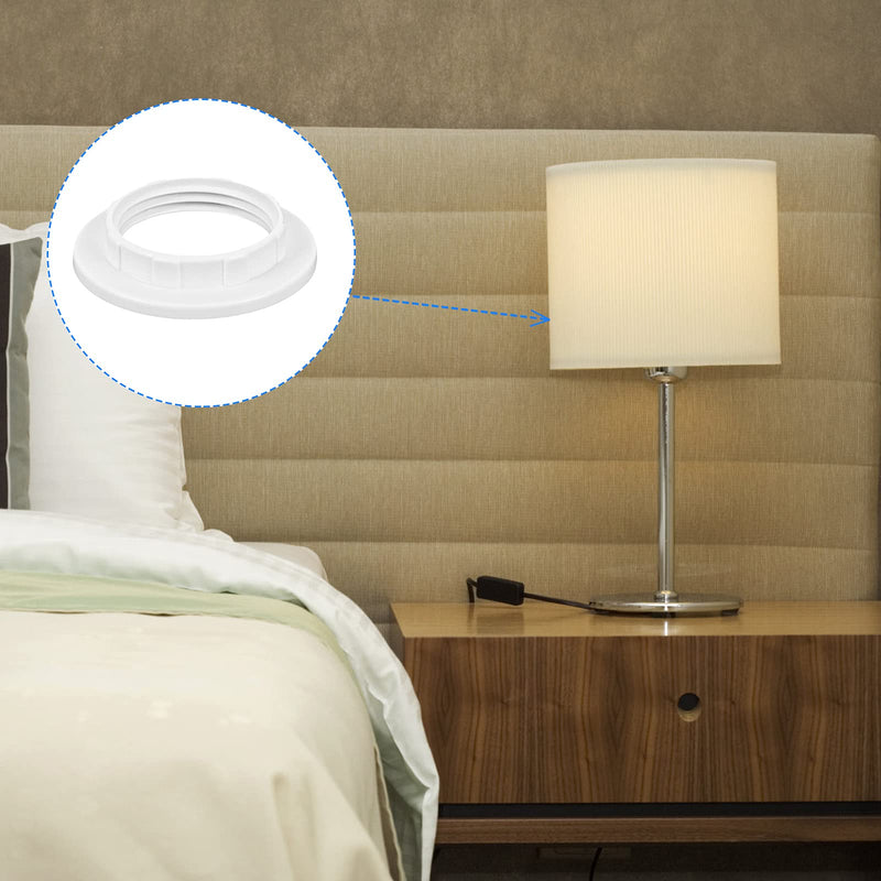 Haisheng Pack of 15 Screw Ring E14 White Lamp Holder Lock Thread Ring Replacement Ring Plastic E14 Socket Screw Ring Lamp Holder Lampshade Ring Set for Lamps Shade and Glass Elements (White)