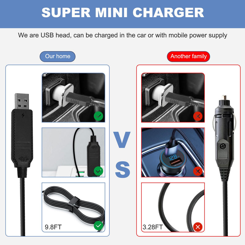 9.8FT - Power Cord Compatible with Cobra Radar Detector RAD 480i, 350, 380, 450 Laser Speed Detector for Car Replacement Charging Cable