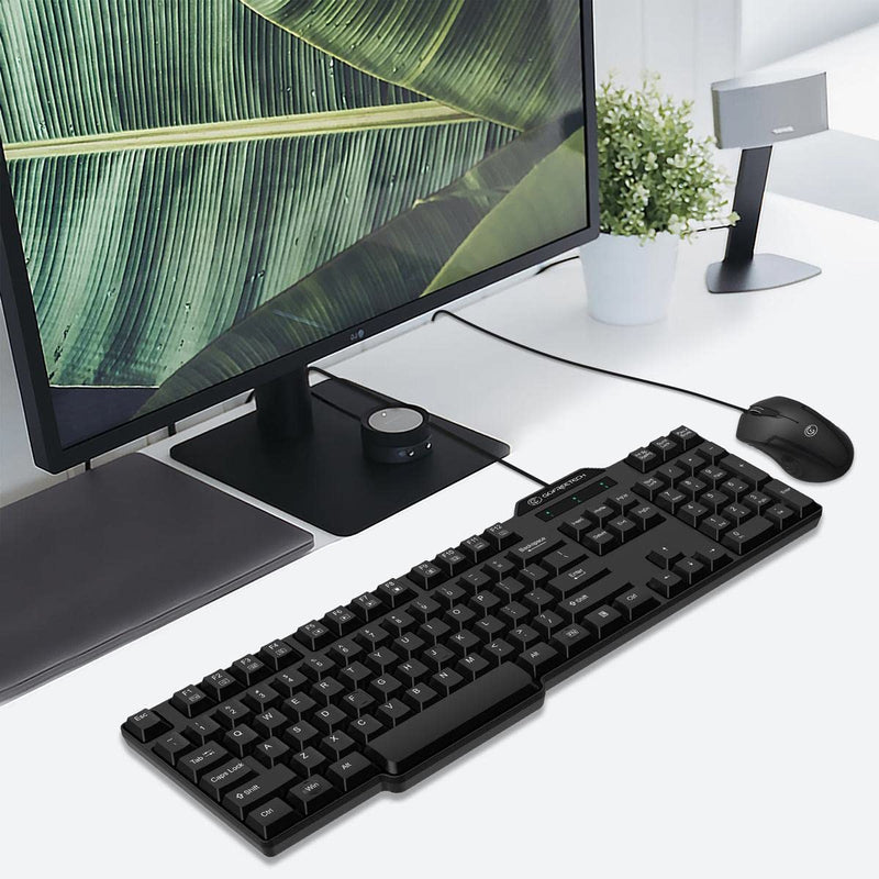 Wired Keyboard and Mouse Combo, Gofreetech Full-Size Keyboard and Mouse Combo with Optical 3 Button Mouse, USB Plug-and-Play, Compatible with Desktop, Laptop, Notebook, PC Windows