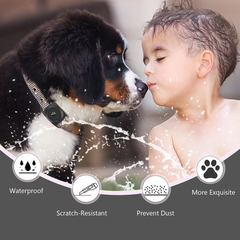 [AUSTRALIA] - Airtag Dog Collar Holder, [1 Pack] Waterproof Protective Case for Apple AirTag, Durable & Lightweight with Full-Body Protection, Soft Silicone, Black 1 Pack-Black 
