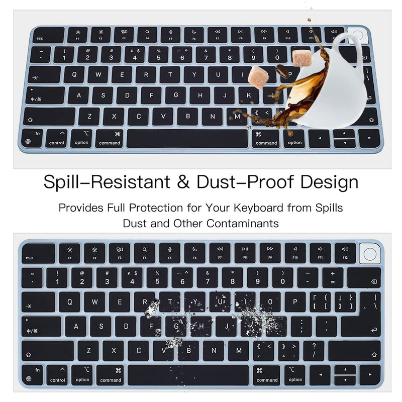 Ultra Thin Keyboard Cover for 2021 Newest Apple iMac 24 Inch Magic Keyboard with Touch ID A2449 Keyboard Cover Skin, 2021 iMac 24 Inch M1 Chip Magic Keyobard A2450 Keyboard Skin Accessories, Black