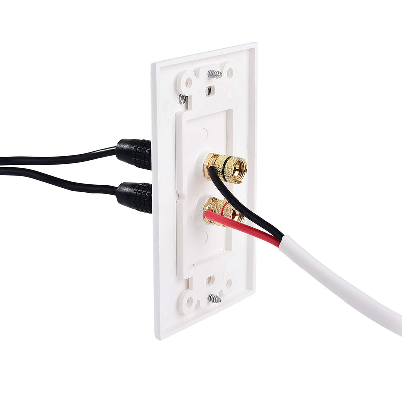 Cable Matters 2-Pack Speaker Wire Wall Plate, Gold Plated Speaker Wall Plate, Banana Plug Wall Plate for 1 Speaker, White 1-Speaker