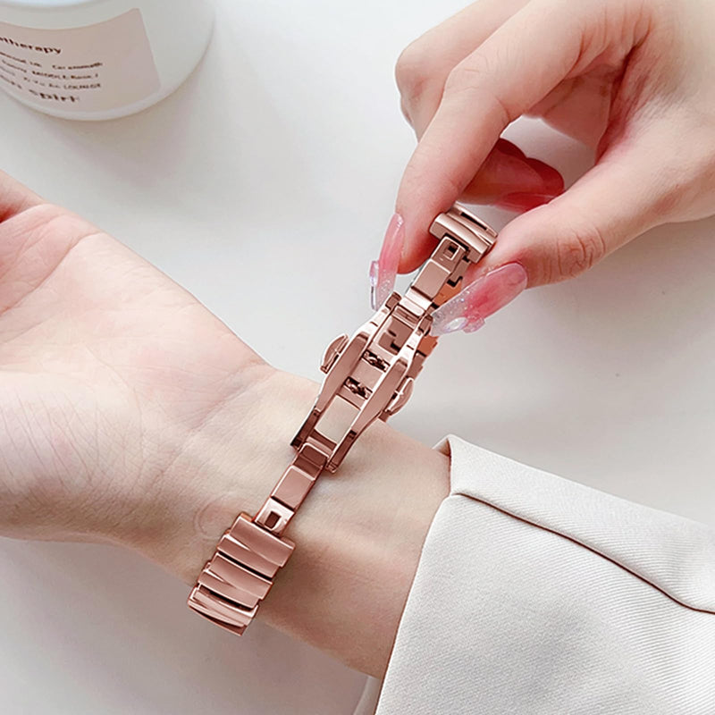 Compatible for Apple Watch Metal Bands,iWatch Strap Ultra10 9 8 7 6 5 4 3 2 1 SE,Simple and Stylish Smartwatch Wristband Women Men 0058-Rose Gold424445 42/44/45