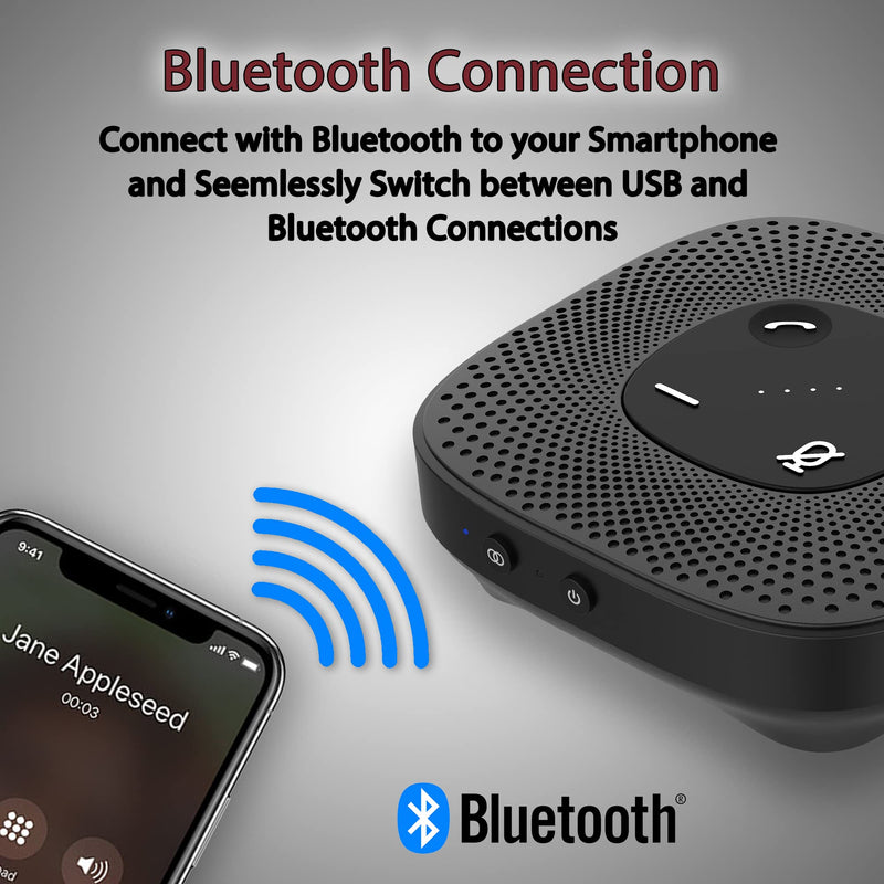 CA Essential Speakerphone SP-2000 - USB and Bluetooth Speakerphone, Clear Sound, 360 Degree Noise Cancelling Microphone with 3m Range, 66 Ft BT Wireless Range, by Cyber Acoustics 1 Pack