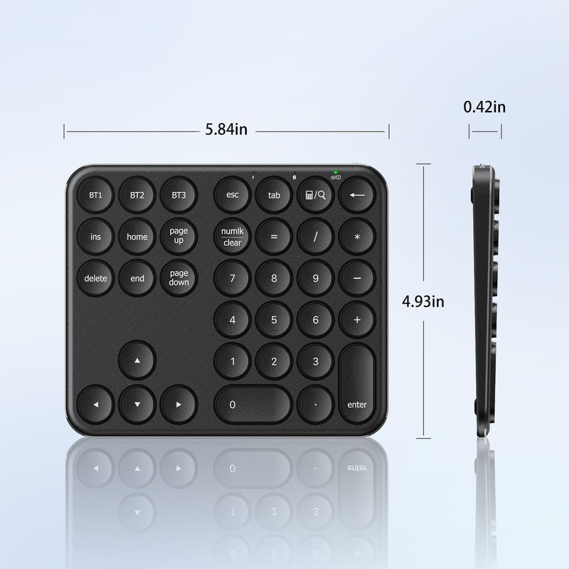 [AUSTRALIA] - iClever Bluetooth Number Pad, Portable Wireless Number Pad, Aluminum Rechargeable 35-Keys Numeric Keypad for Multi-Devices, Compatible for Laptop, Mac, iMac, Tablet, PC and Desktop 