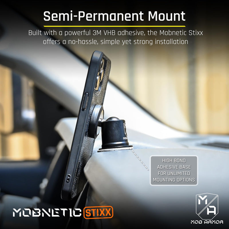 Mob Armor MobNetic Stixx - Phone Holder for Your Car, Magnetic Phone Mount for Trucks, Jeeps, and More - 90º Tilt & 360º Rotation, Compatible with iPhone & Android Smartphones