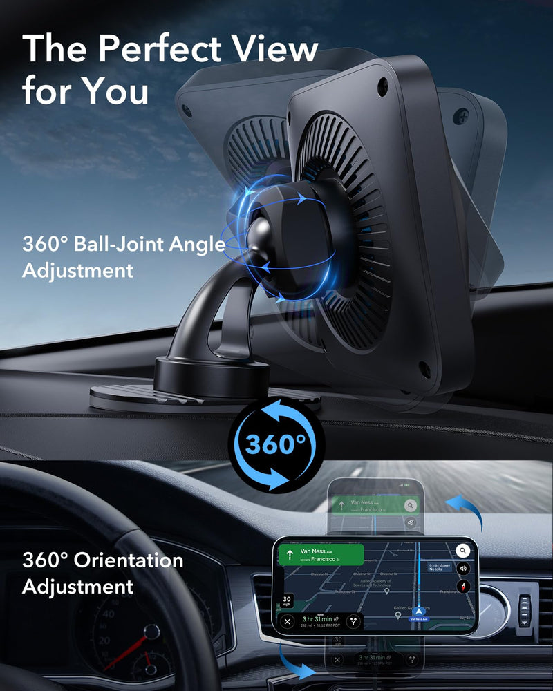 ESR for MagSafe Car Mount Charger with CryoBoost Cooling for iPhone 17-12 | Phone Cooling Magnetic Wireless Car Charger, Air Vent & Dashboard Fast Charging Car Phone Holder, Compatible with S26/S25