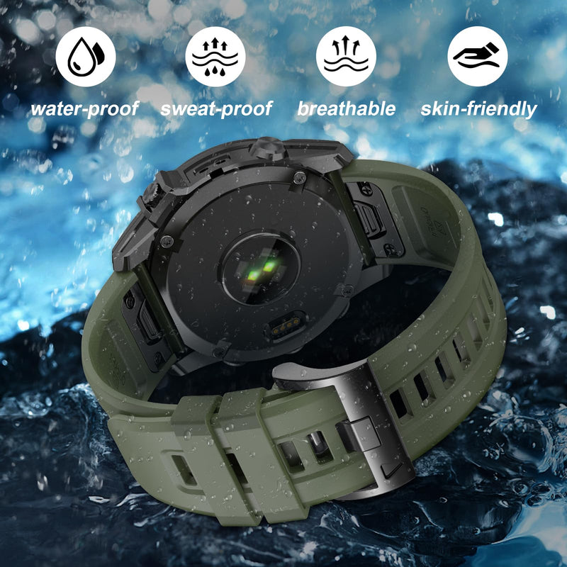 EZMVZKU 22mm Quickfit Sport Band for Garmin Fenix 8/8Pro 47mm/Fenix 7/7 Pro/6/6 Pro/5 Plus,Silicone Watchband Strap for Forerunner 970 965 955/Approach S70/quatix 8/tactix 8 47mm/Descent G2/G1 Solar 7pack1（SC)