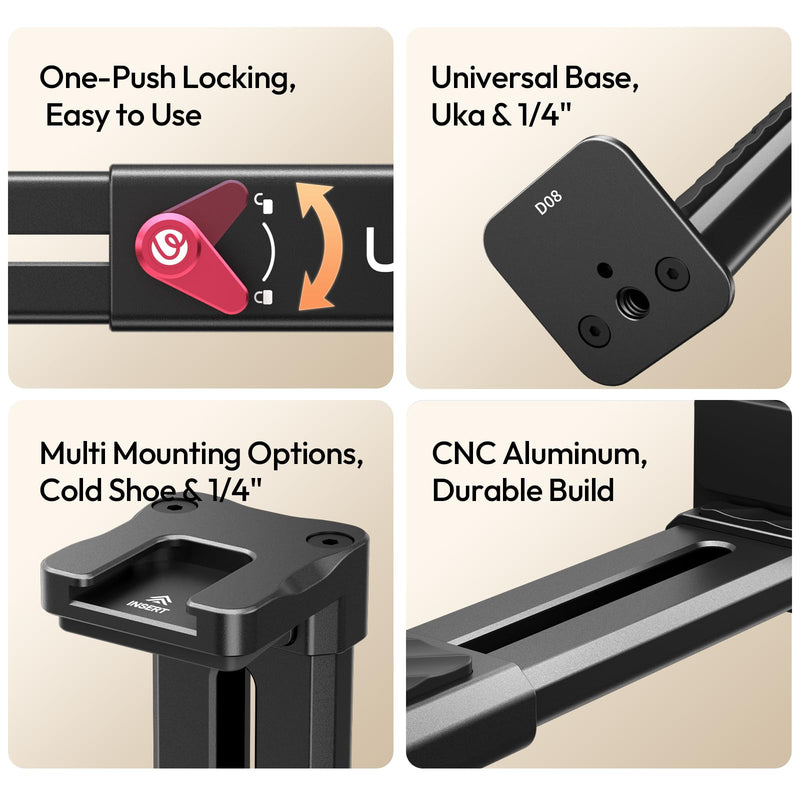[AUSTRALIA] - ULANZI CA15 Aluminum iPad Tablet Tripod Mount Attachment,13.5-22 cm Adjustable Clamp Range w Top Cold Shoe, Compatible w Arca Uka 1/4'', iPad 2/3/4/Air/Air2/Pro Video Recording 