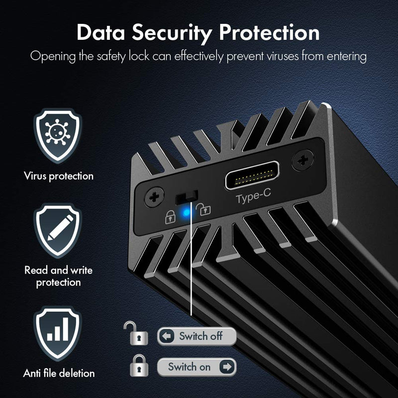 ineo M.2 NVMe (PCIe) SSD Enclosure Built-in Cooling Fan and Write Protection Switch [C2605-NVMe]