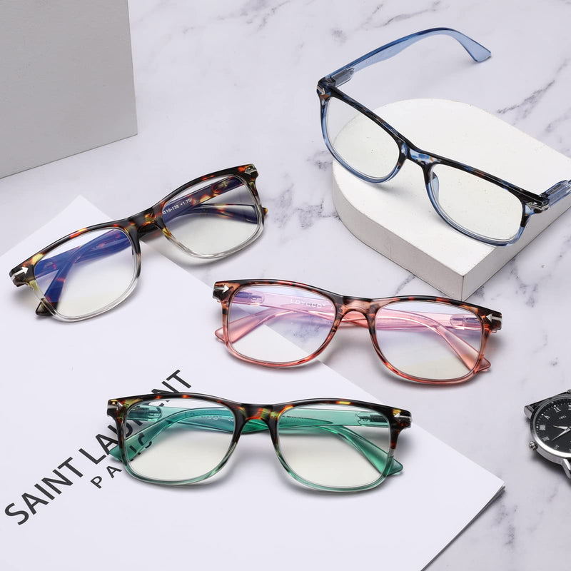 [AUSTRALIA] - 4 Pack Computer Reading Glasses Blue Light Blocking Anti Eyestrain Flexible Lightweight Square Readers for Women Men Square 4 Pack Mix(blue+tortoise+green+pink) 2.0 x 