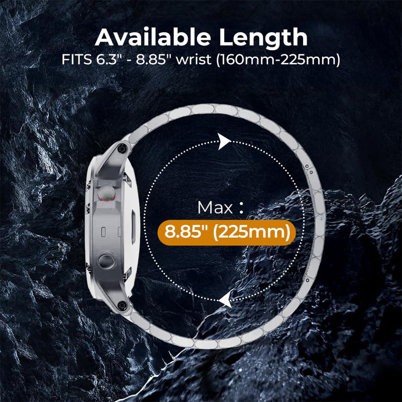 No Tool Needed 26mm Titanium Metal WatchBand for Tactix 8 51mm/Instinct 3 50mm/Fenix 8 51mm/7X Pro/6X Pro, 22mm Metal Quick Fit Compatible for Tactix 8 47mm/Fenix 8 47mm/7/6 Pro/Forerunner 965 black