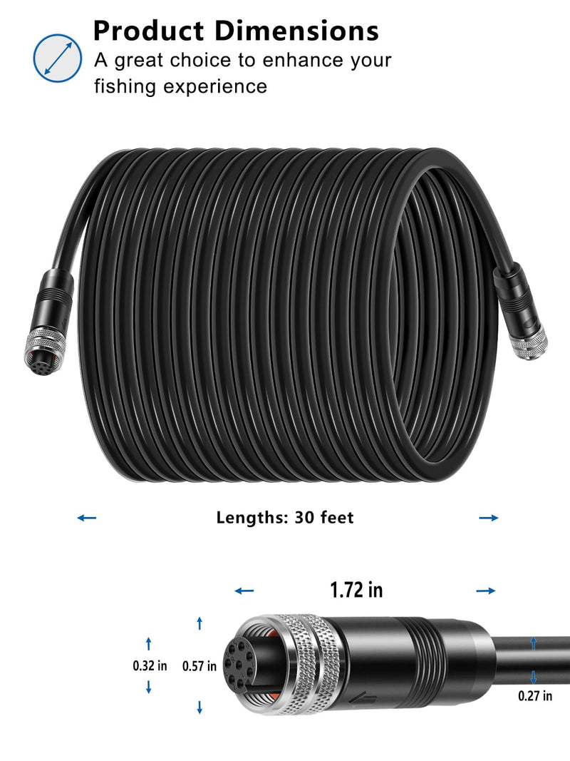 Replacement for Humminbird 720073-4 AS EC 30E Ethernet Cable,30 Feet Female to Female Ethernet Cord, Compatible with SOLIX, HELIX G2N, HELIX G1, ONIX, ION, 1100, 900, 800, 700 Series (30 Feet) AS EC 30E 30-Feet