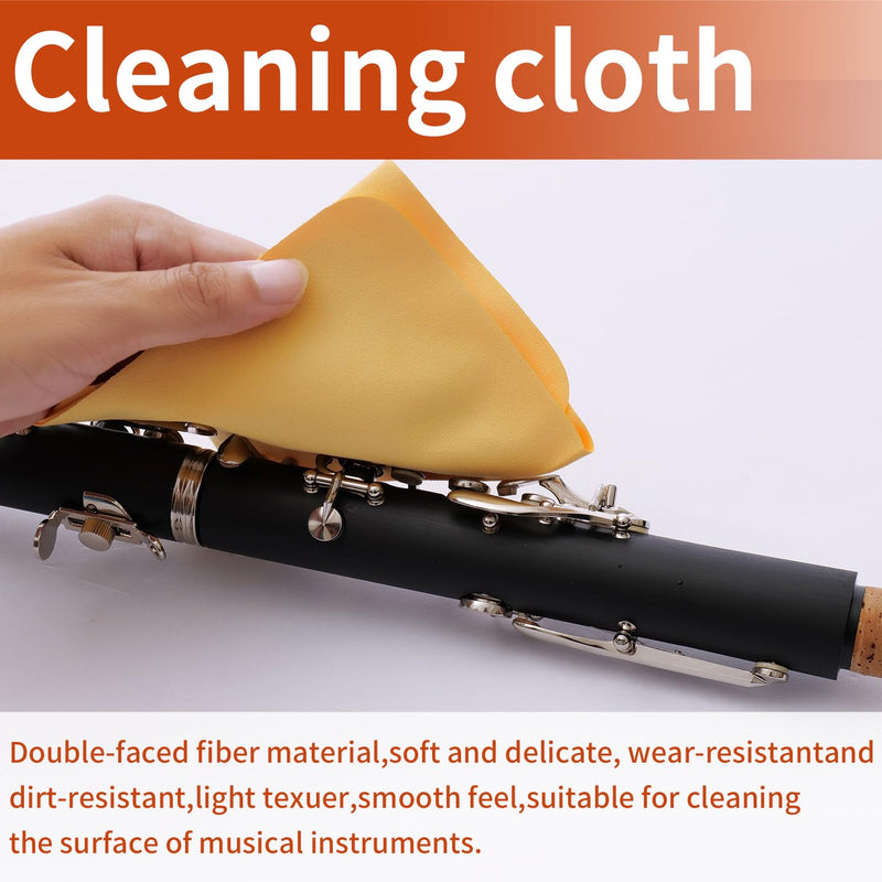 [AUSTRALIA] - Clarinet Cleaning Kit 10-in-1, Clarinet Care Maintenance Set with Key Oil, Cork Grease, Lint-Free Microfiber Swab, Mouthpiece Brush, Woodwind Accessories for Students and Beginners 