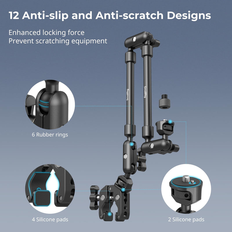 [AUSTRALIA] - SMALLRIG 22" Magic Arm Clamp, Overhead Phone Mount Holder Stand, Flexible Desk Camera Mount, Articulating Friction Boom Arm, for POV Shot, Filming, Light, Webcam, Action Camera Double Ball Joints 