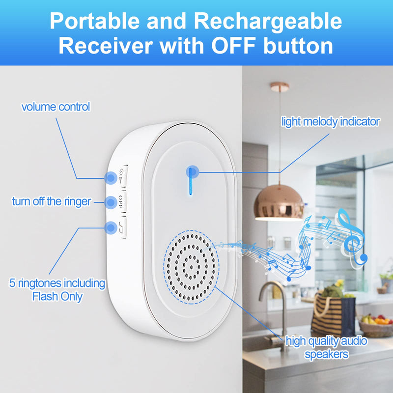 CallToU Wierless Caregiver Pager Call Button Emergency Button Systems Call Bell for Elderly/Visually Impaired/Patients/Disabled Elderly Monitoring (600+ ft) CC06 1-1 US
