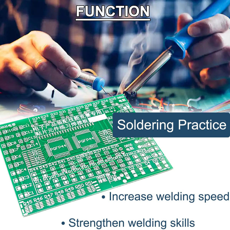 DAOKAI DIY practice board soldering, SMD SMT element welding exercise board, circuit board components, 77 SMD components, 8 categories with tweezers, for experiments Green display dot matrix module