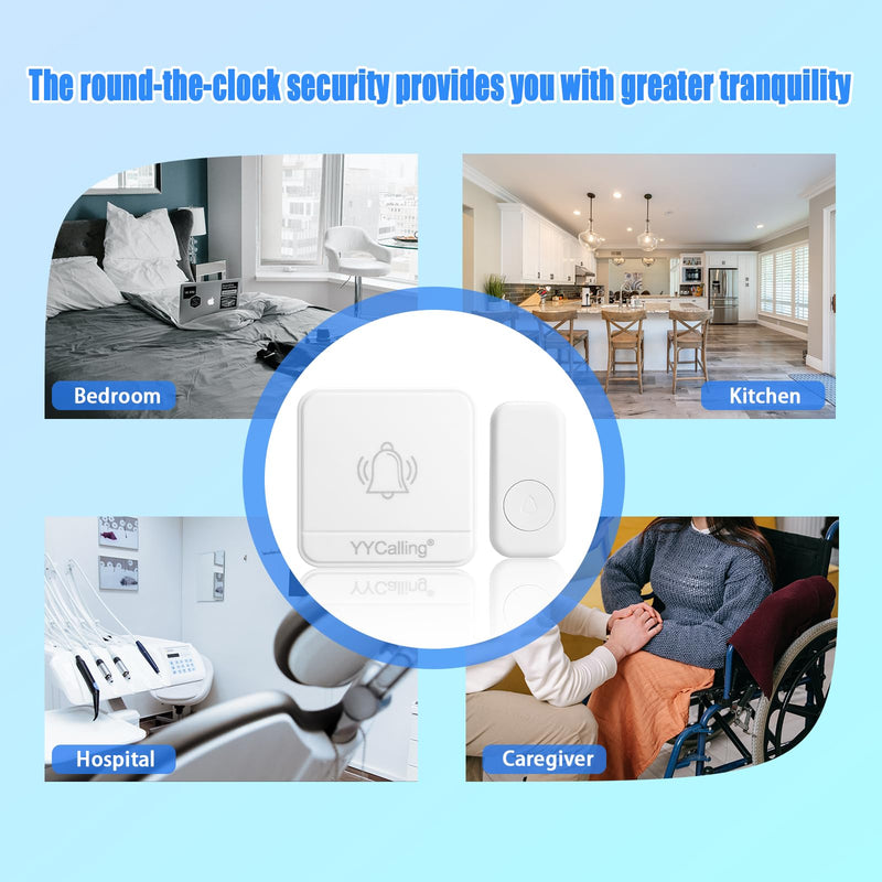 Caregiver Pager 1 Transmitter and 1 Receiver Wireless Call Buttons for Elderly Monitoring,SOS Alert System for Nurse Call Seniors,Nurse Emergency Alert System for Seniors/Patients 1 call button + receiver