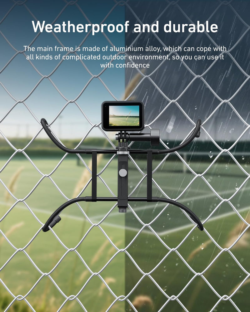 [AUSTRALIA] - TELESIN Fence Mount with Flexible Clamp Arm for Phones GoPro 13 DJI OSMO 360 Action 5 pro,Insta360 X5 Mevo Start Backstop Camera, Softball, Tennis, Baseball Football, Games Live Streaming Accessories 