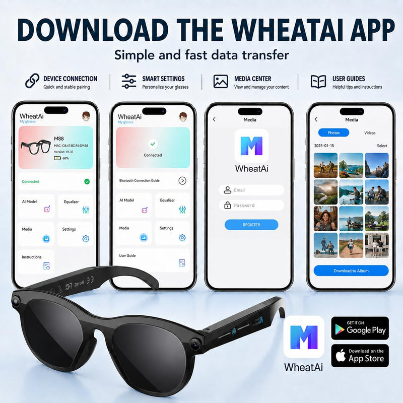 AI Smart Glasses with Camera, 2K Video, Translation, Object Recognize