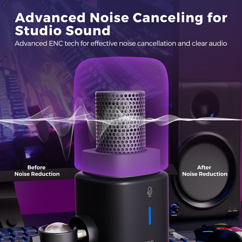 NearStream AM25X Gen2 XLR/USB Condenser Microphone with Noise Canceling/Volume Control/Headphone Jack/Mute, Podcast Microphone for PC/Audio Mixer, Desktop Mic for Stream/Podcast/Gaming/Music Record AM25X XLR/USB Mic with Desk Stand