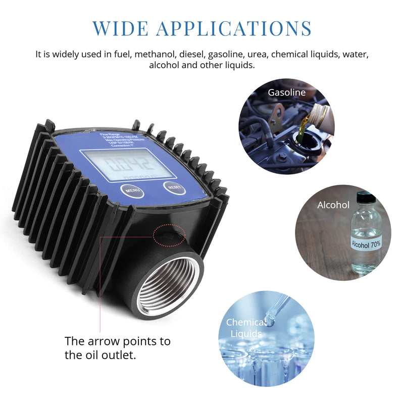[AUSTRALIA] - Digital Flow Meter, 5-120 L/Min 1 Inch Turbine Flow Meter with LCD Display, 1% Accuracy Diesel Fuel Flow Meter for Alcohol, Petrol, Chemical Liquids 